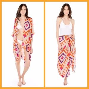 Michael Stars Ruana Patterned Scarf Sarong